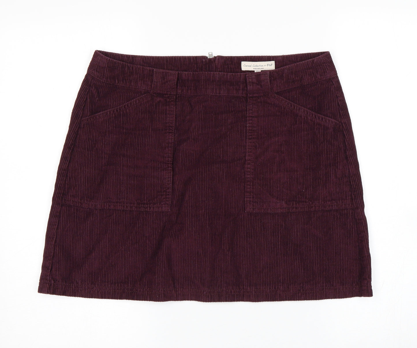 F&F Womens Purple  Corduroy Mini Skirt Size 12