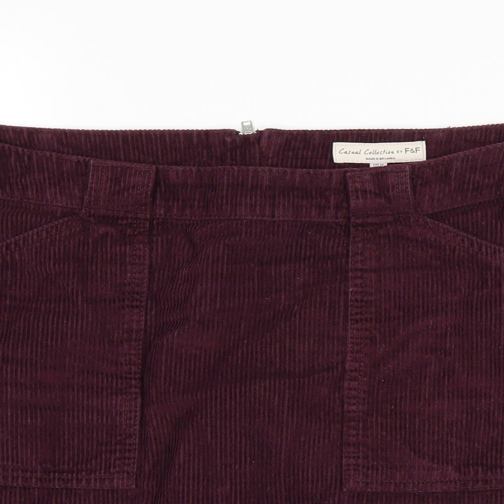 F&F Womens Purple  Corduroy Mini Skirt Size 12