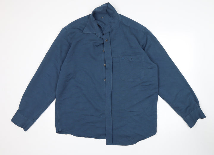 Roberto Carlo Mens Blue Button-Up Size L