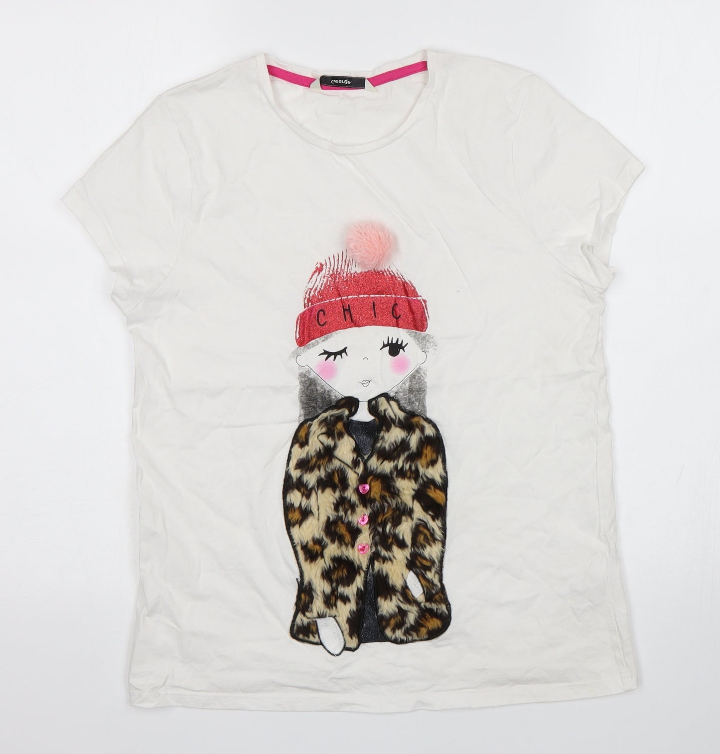 George Girls White   Basic T-Shirt Size 13-14 Years