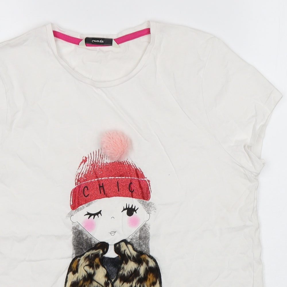George Girls White   Basic T-Shirt Size 13-14 Years