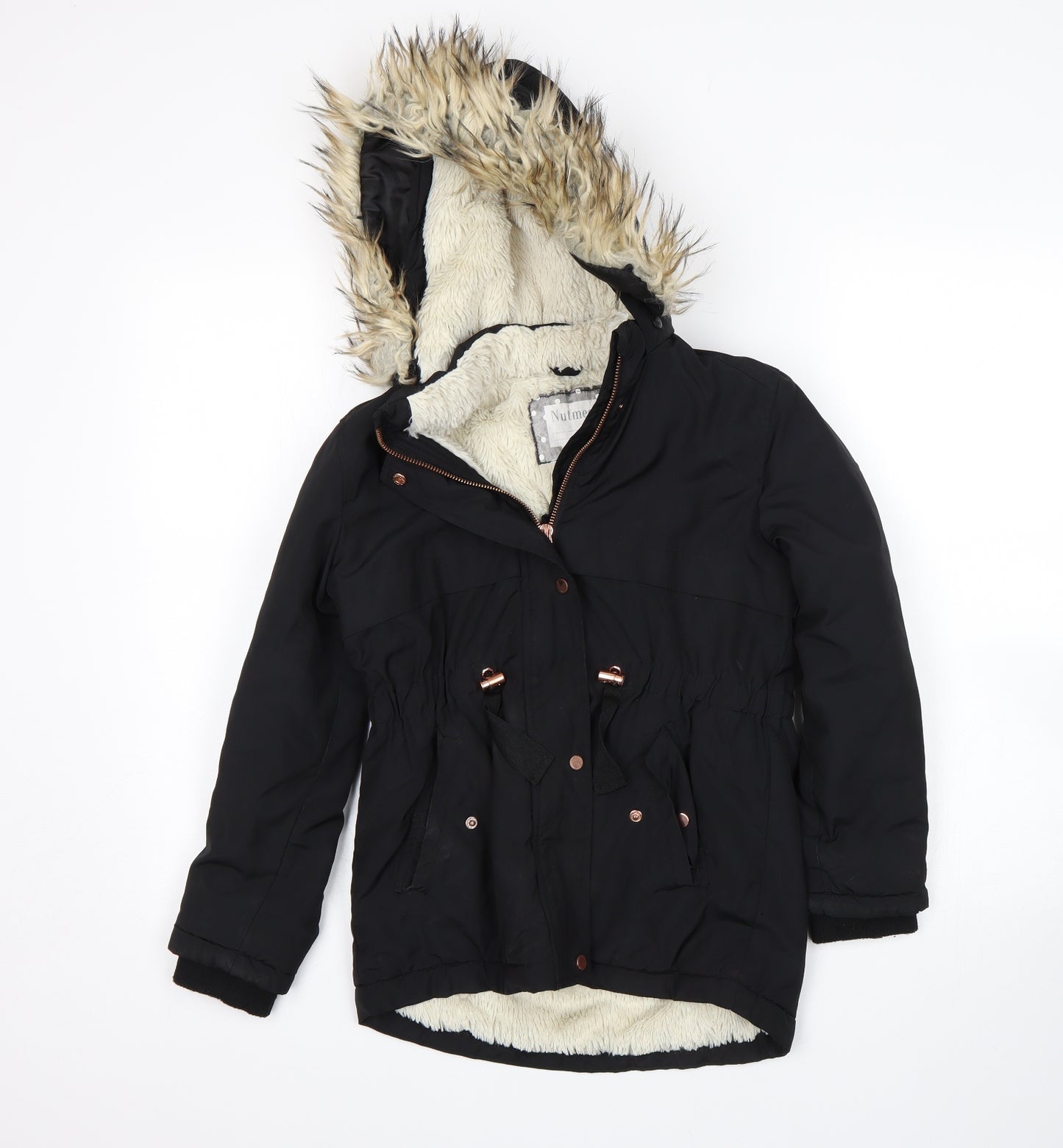 Nutmeg Girls Black   Parka Coat Size 8-9 Years