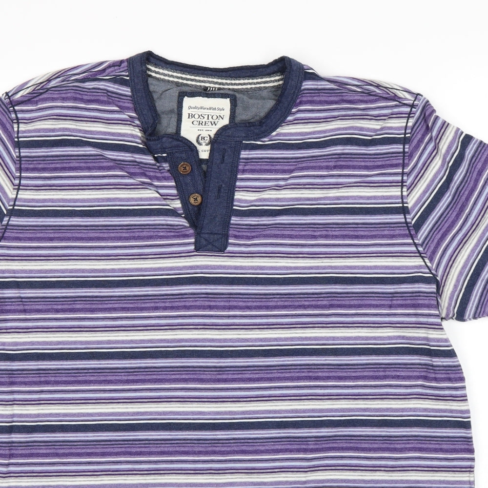 George Mens Purple Striped   T-Shirt Size XL
