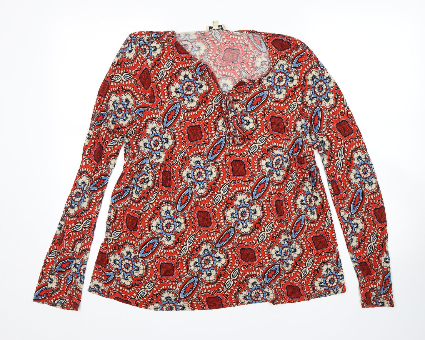 Papaya Womens Red Paisley  Basic T-Shirt Size 14