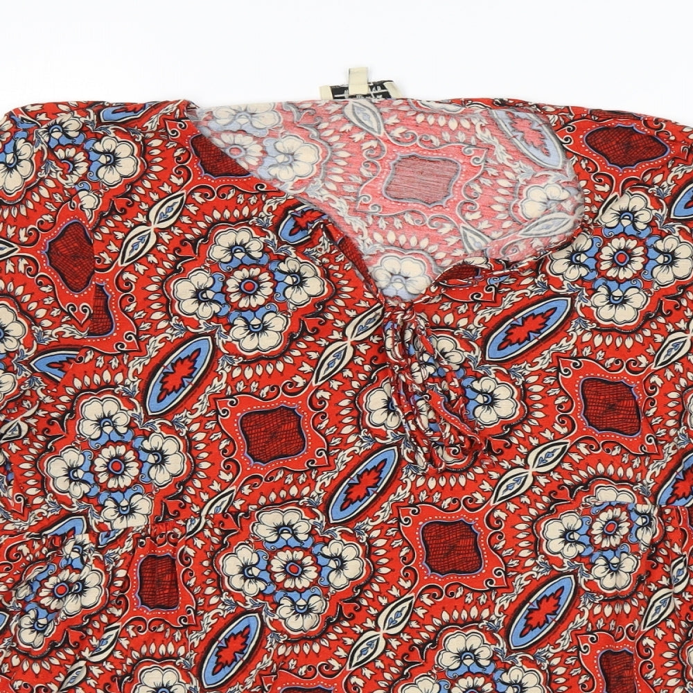 Papaya Womens Red Paisley  Basic T-Shirt Size 14