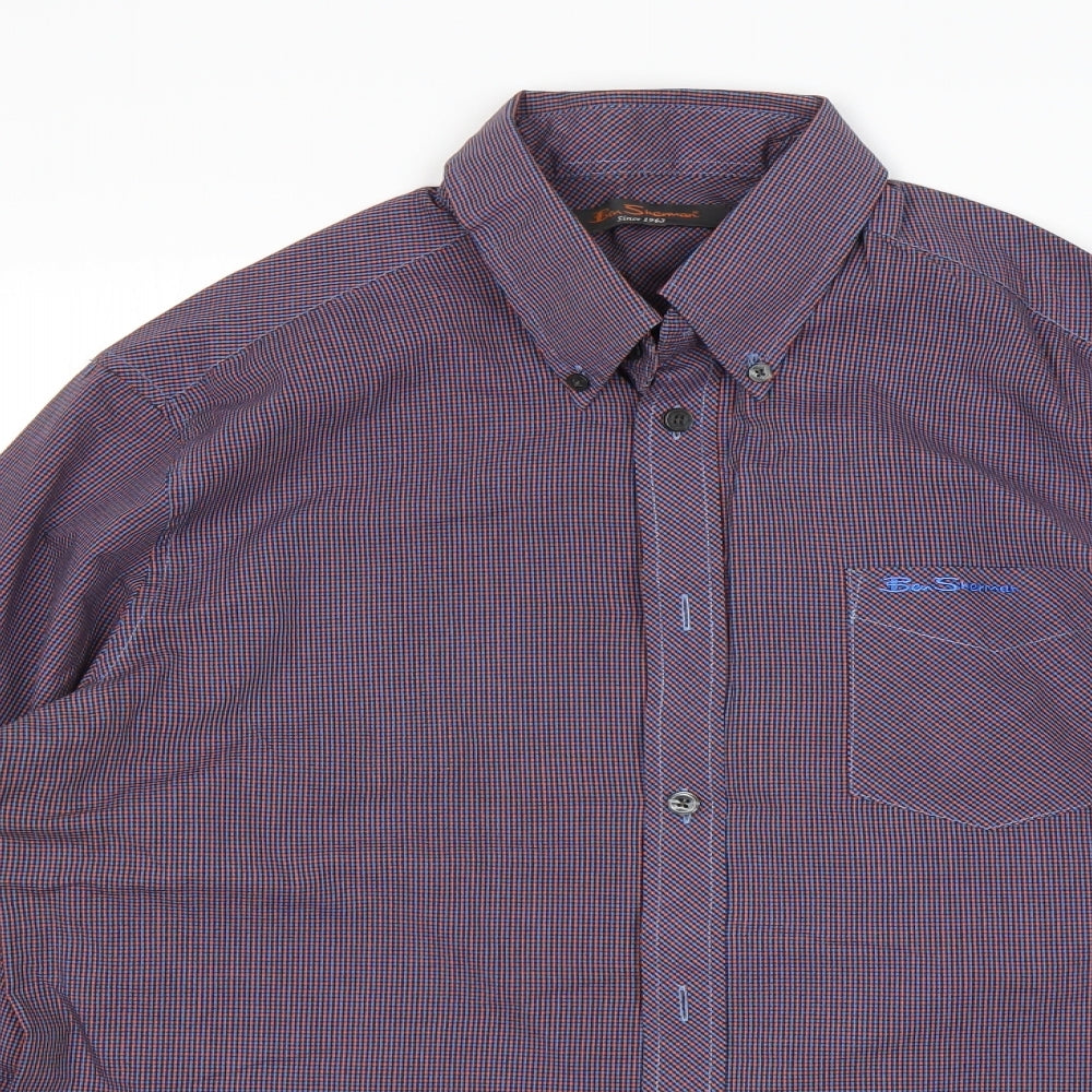 Ben Sherman Mens Multicoloured Check   Button-Up Size M