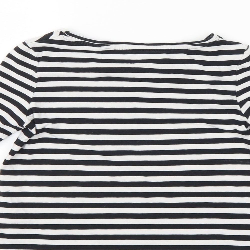 Pepperts Girls Black Striped  Pullover Jumper Size 7-8 Years