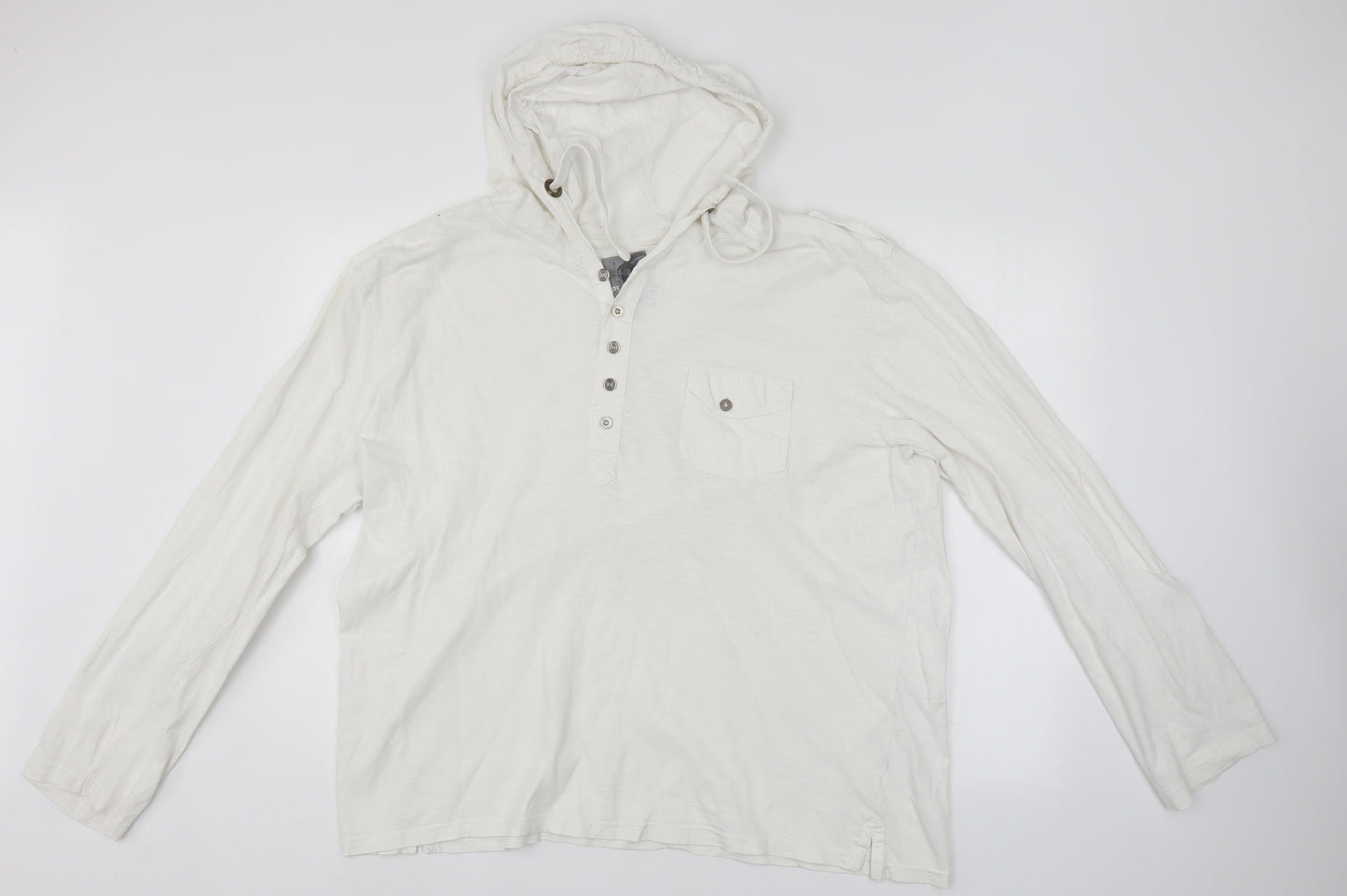 Peacocks Mens White   Pullover Hoodie Size 2XL