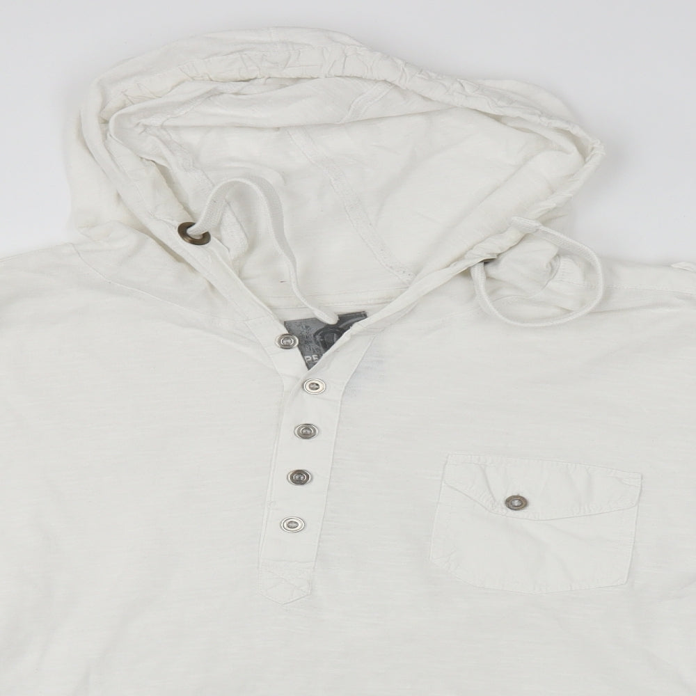 Peacocks Mens White   Pullover Hoodie Size 2XL