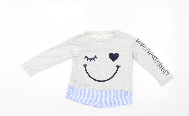 H&M Girls Grey   Tunic Sweatshirt Size 7-8 Years