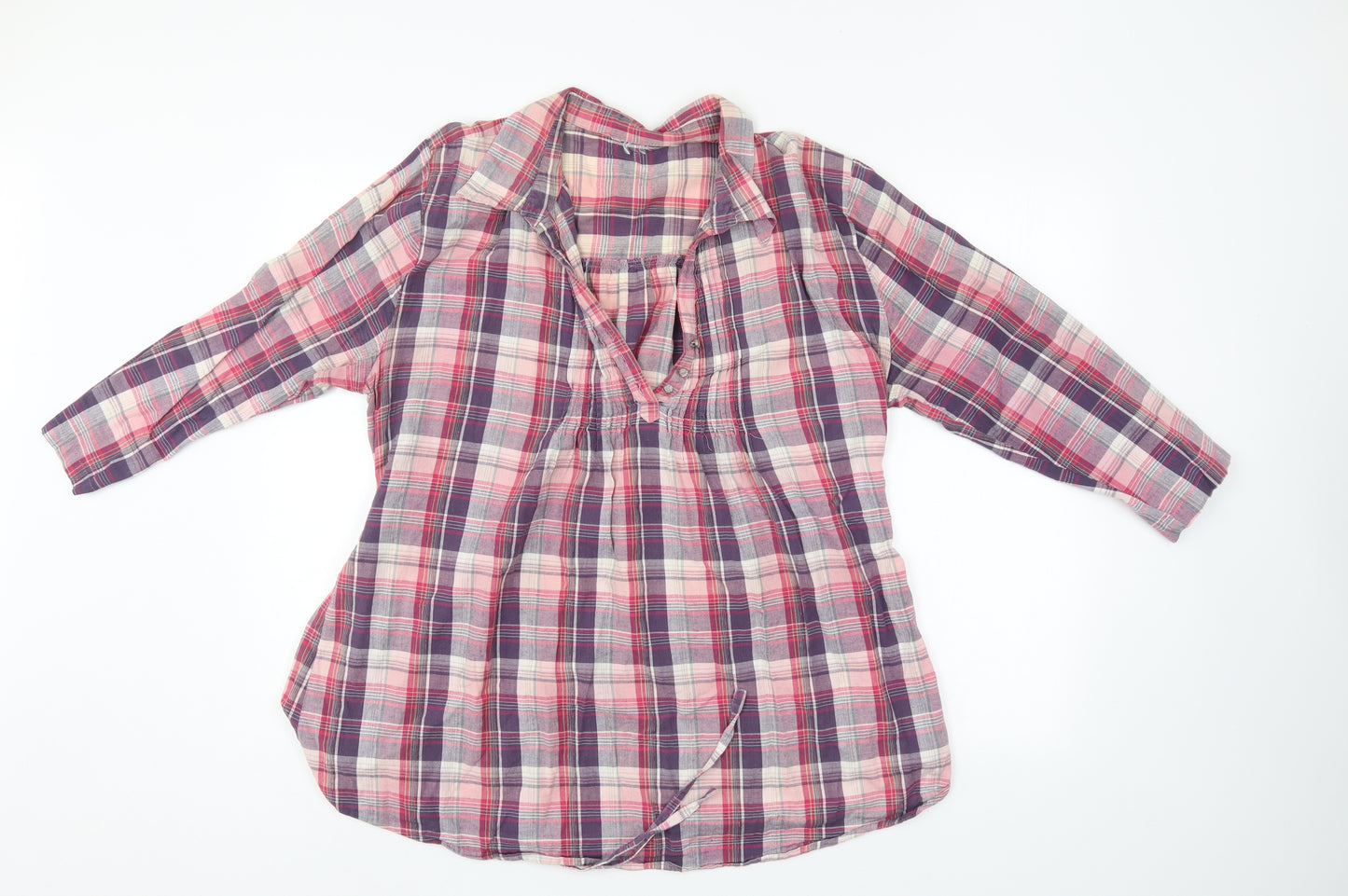 Ethel Austin Womens Pink Check  Tunic Button-Up Size 22