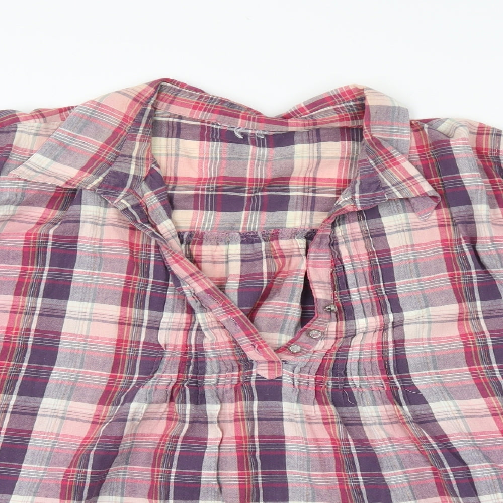 Ethel Austin Womens Pink Check  Tunic Button-Up Size 22
