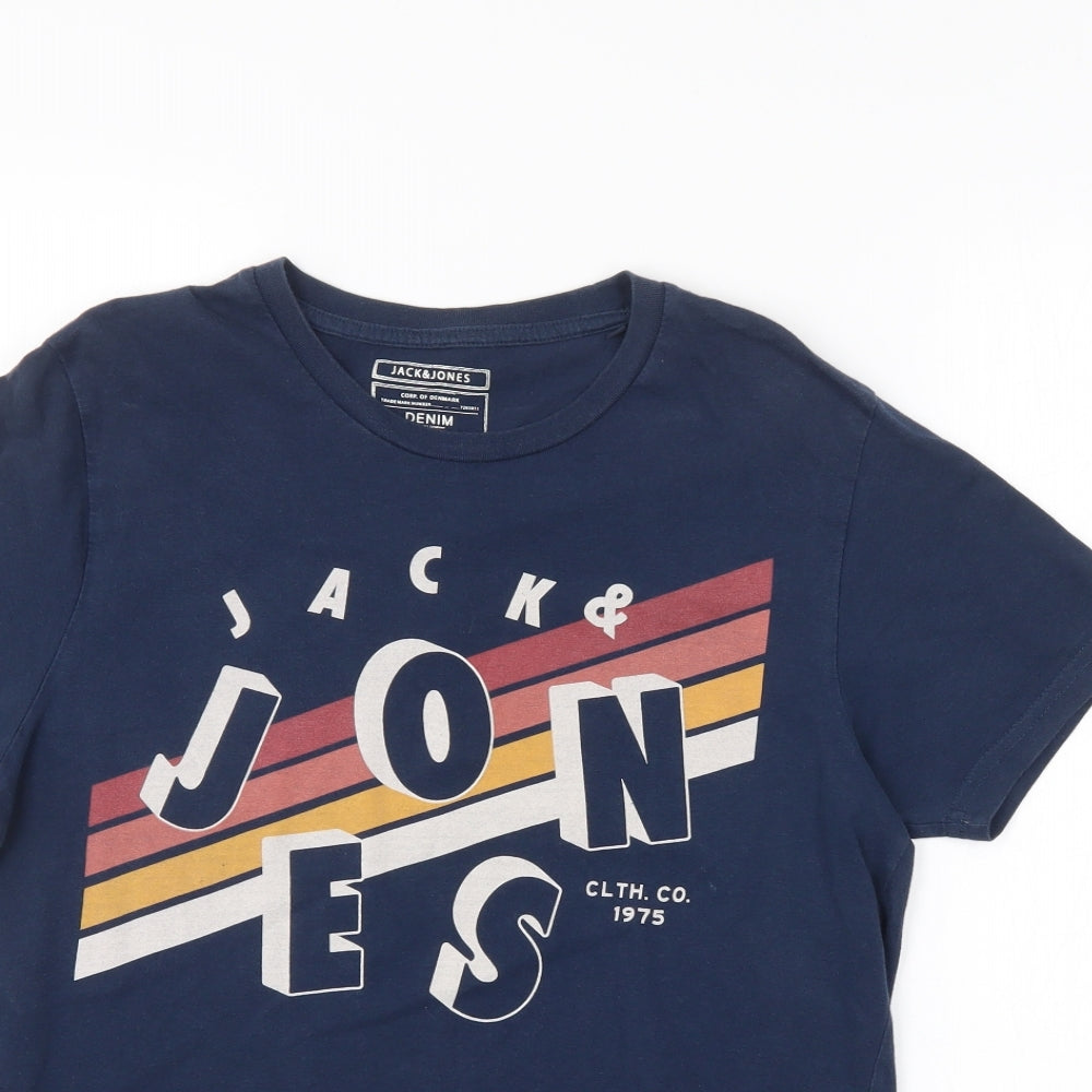 JACK & JONES Mens Blue    T-Shirt Size L