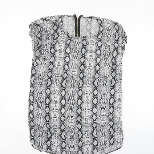 George Womens Grey Animal Print  Basic Blouse Size 12