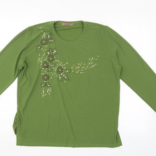 Tinna BO Womens Green Floral  Basic Blouse Size L
