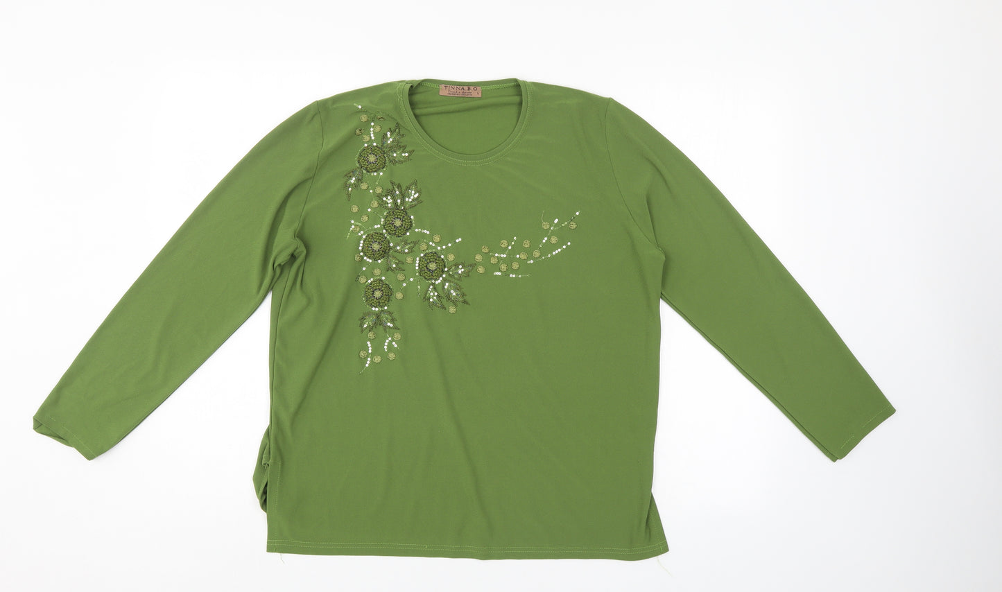 Tinna BO Womens Green Floral  Basic Blouse Size L