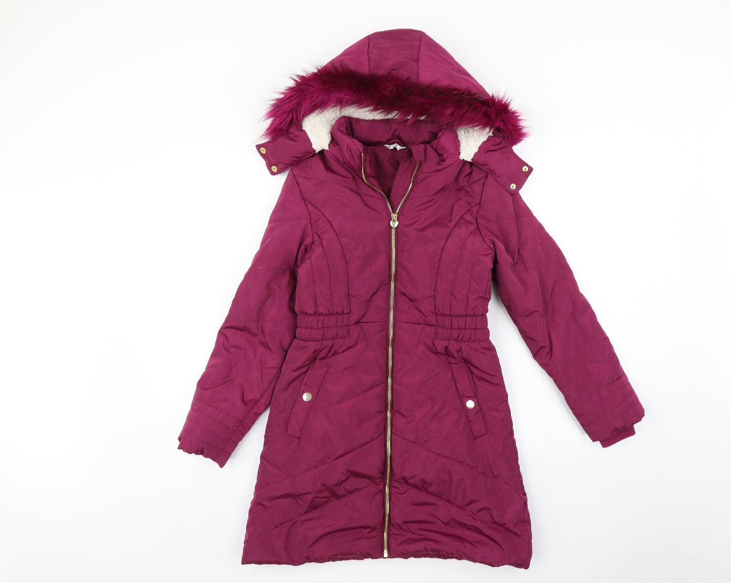 M&Co Girls Purple   Puffer Jacket Coat Size 9 Years