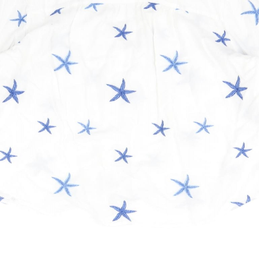 TU Womens White   Basic Blouse Size 14  - Star fish print