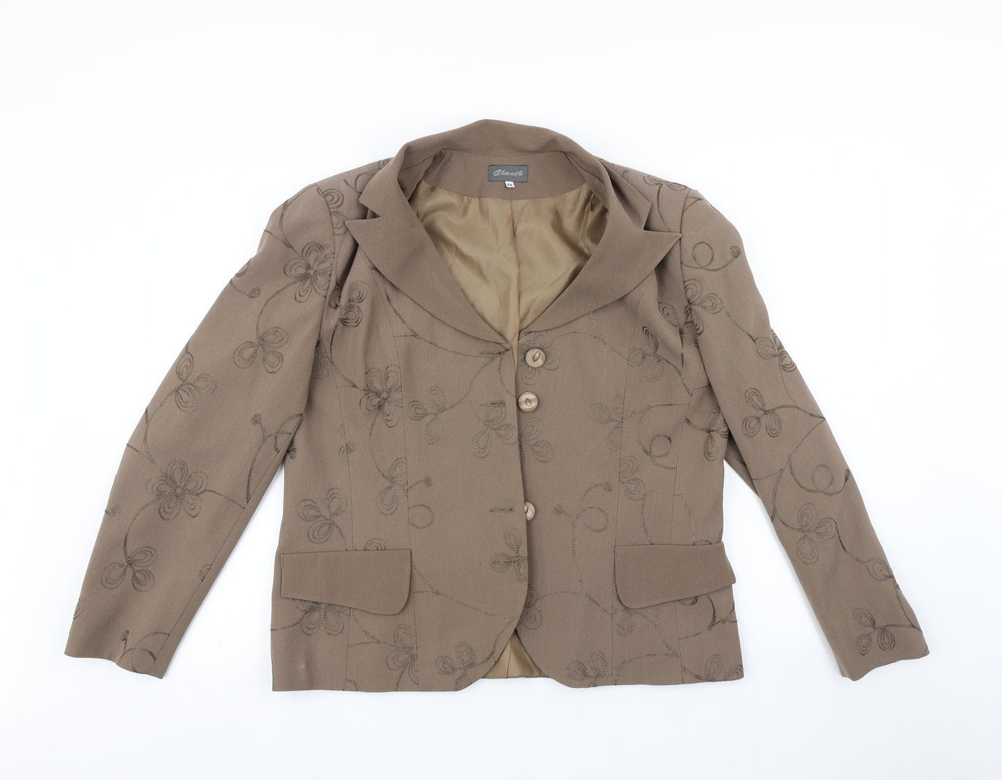 Classics Womens Brown Floral   Blazer Size 16