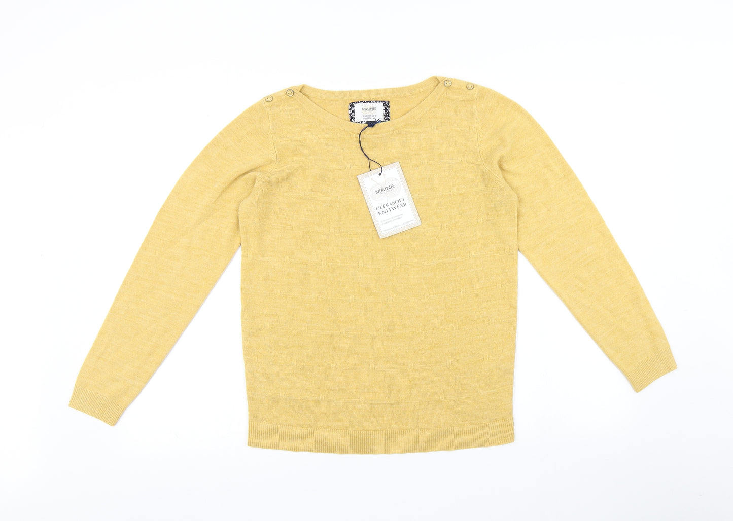 Maine Womens Yellow   Pullover Jumper Size 12