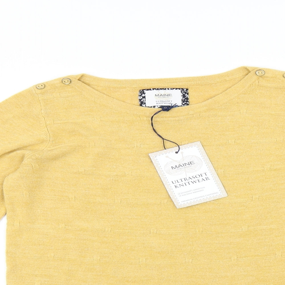 Maine Womens Yellow   Pullover Jumper Size 12