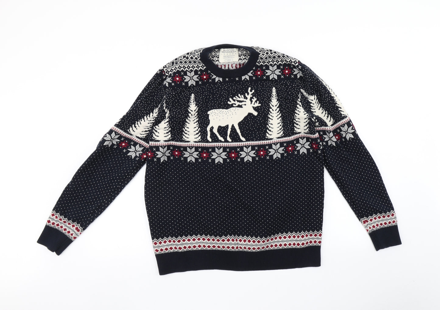 Burton Mens Multicoloured Fair Isle  Pullover Jumper Size L