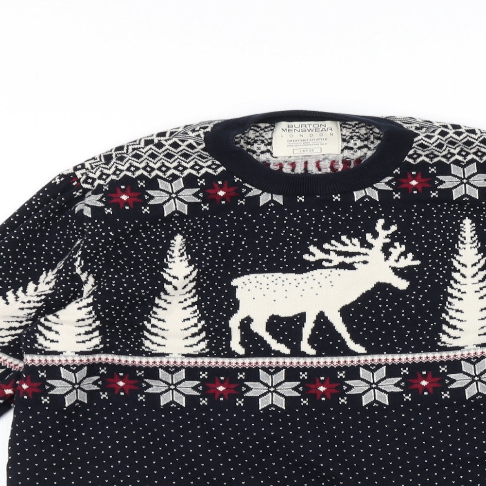 Burton Mens Multicoloured Fair Isle  Pullover Jumper Size L