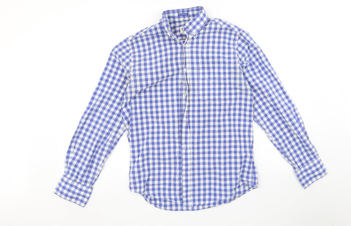Nelo Mens Blue Check   Button-Up Size M