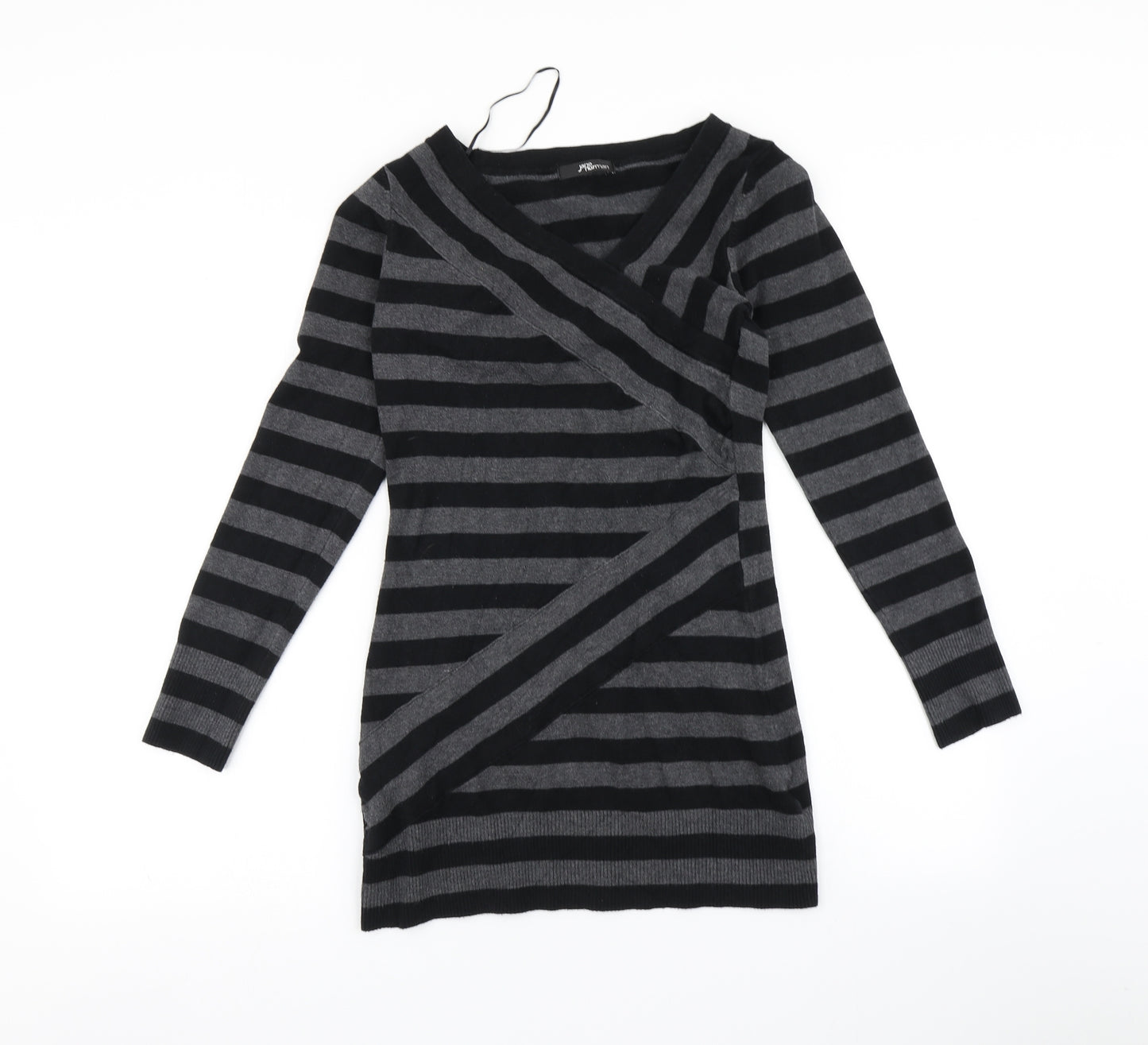 Jane Norman Womens Grey Striped  Pullover Jumper Size 14