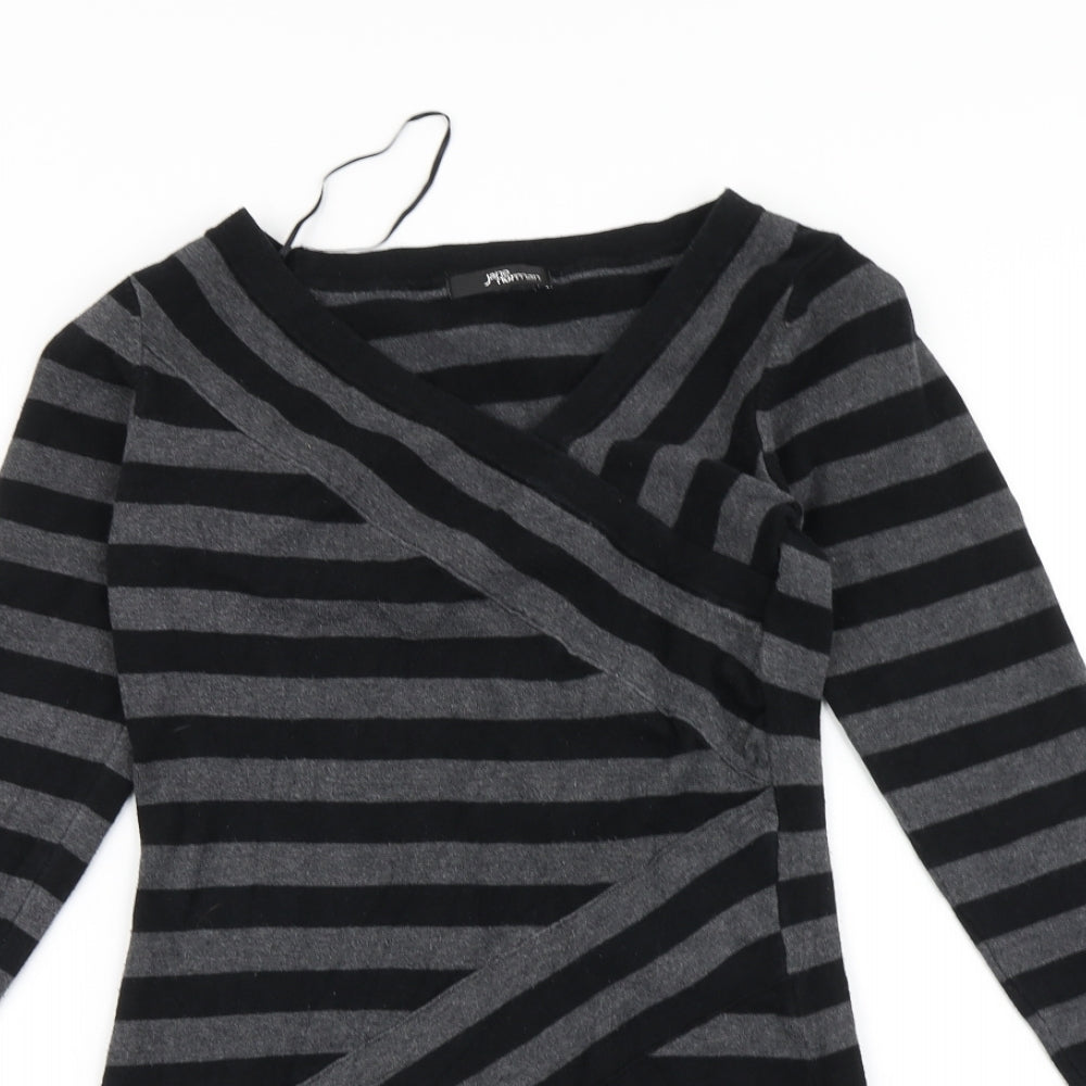 Jane Norman Womens Grey Striped  Pullover Jumper Size 14
