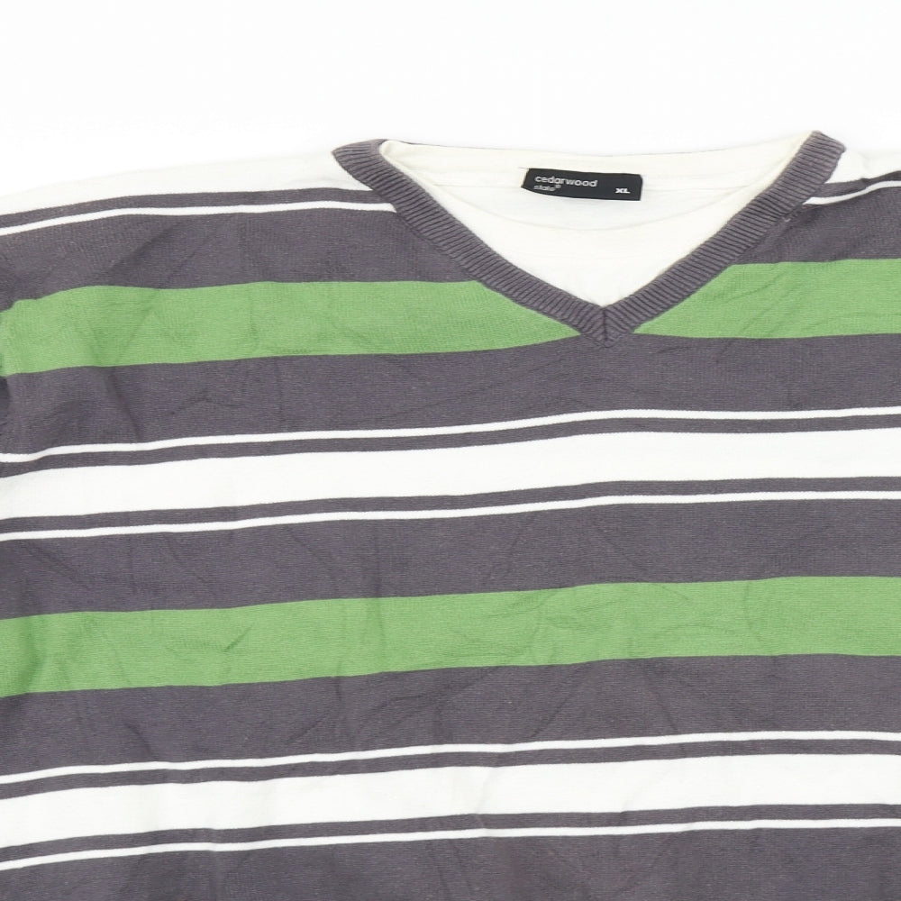 Cedar Wood State Mens Multicoloured Striped  Pullover Jumper Size XL