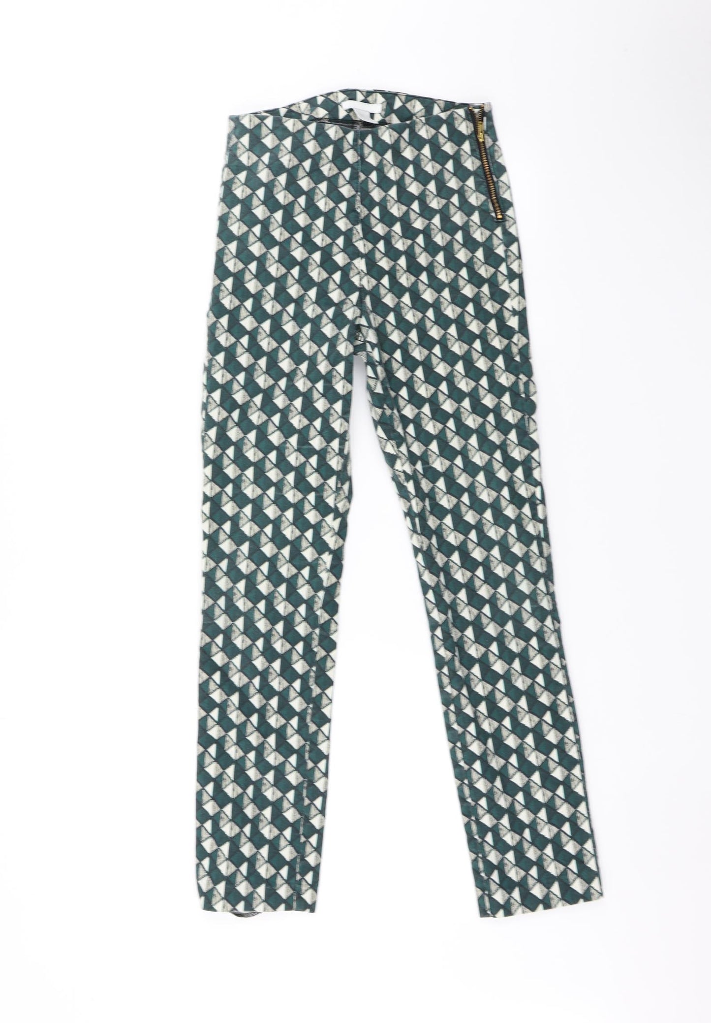 H&M Womens Green Argyle/Diamond  Skinny Jeans Size 6 L25 in