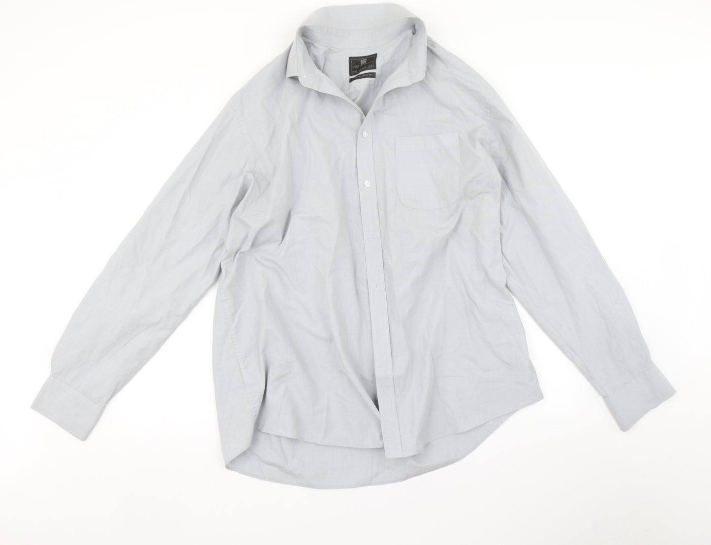 Marks and Spencer Mens Grey    Button-Up Size 17.5