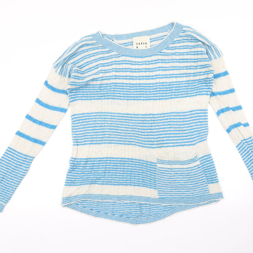 Simonsen Womens Blue Striped  Pullover Jumper Size L