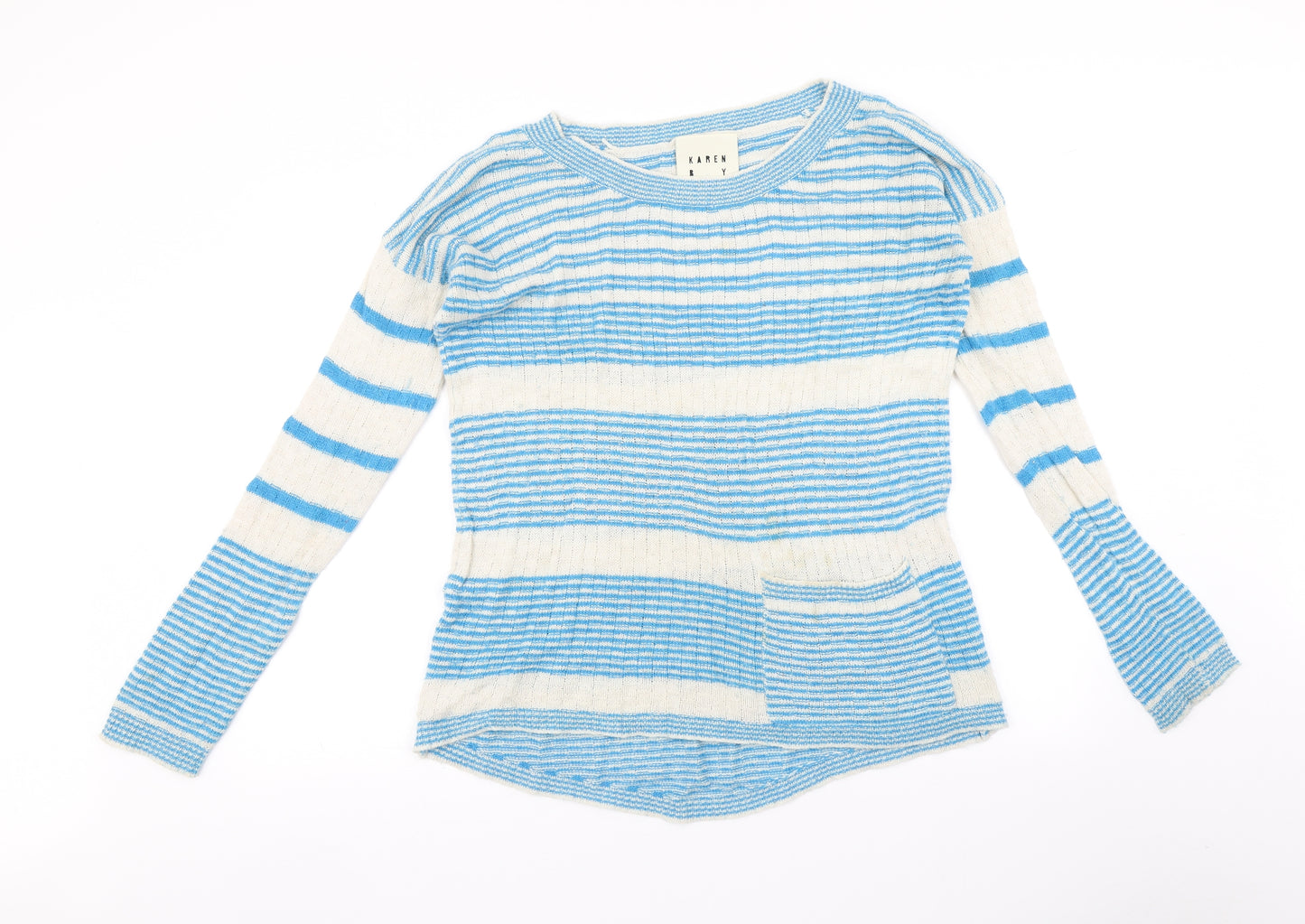 Simonsen Womens Blue Striped  Pullover Jumper Size L