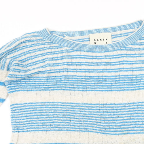 Simonsen Womens Blue Striped  Pullover Jumper Size L