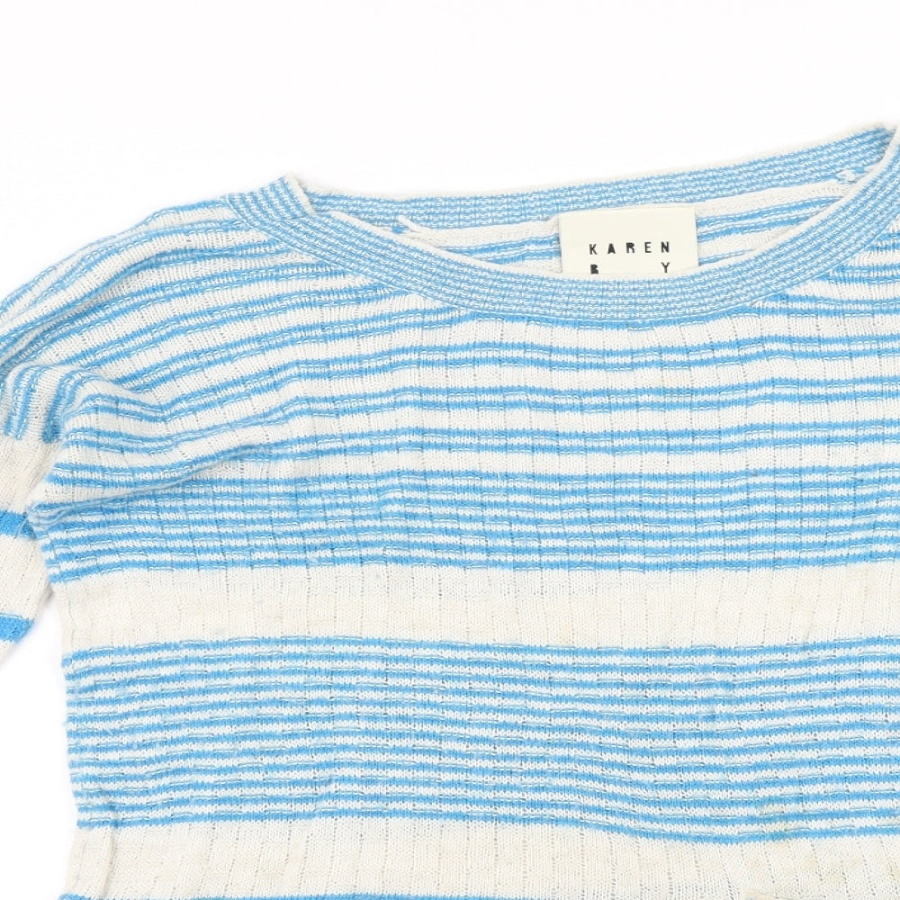 Simonsen Womens Blue Striped  Pullover Jumper Size L