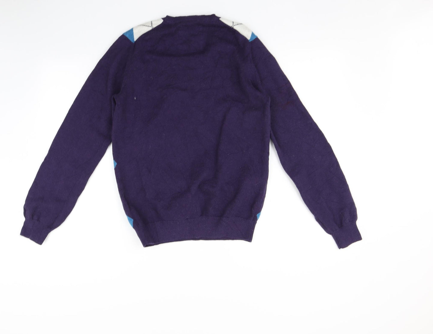 H&M Mens Purple Argyle/Diamond  Pullover Jumper Size S