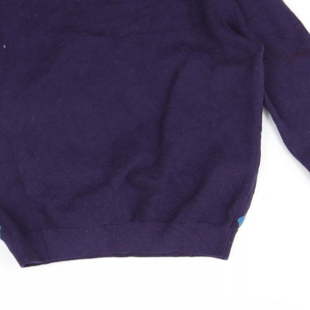 H&M Mens Purple Argyle/Diamond  Pullover Jumper Size S