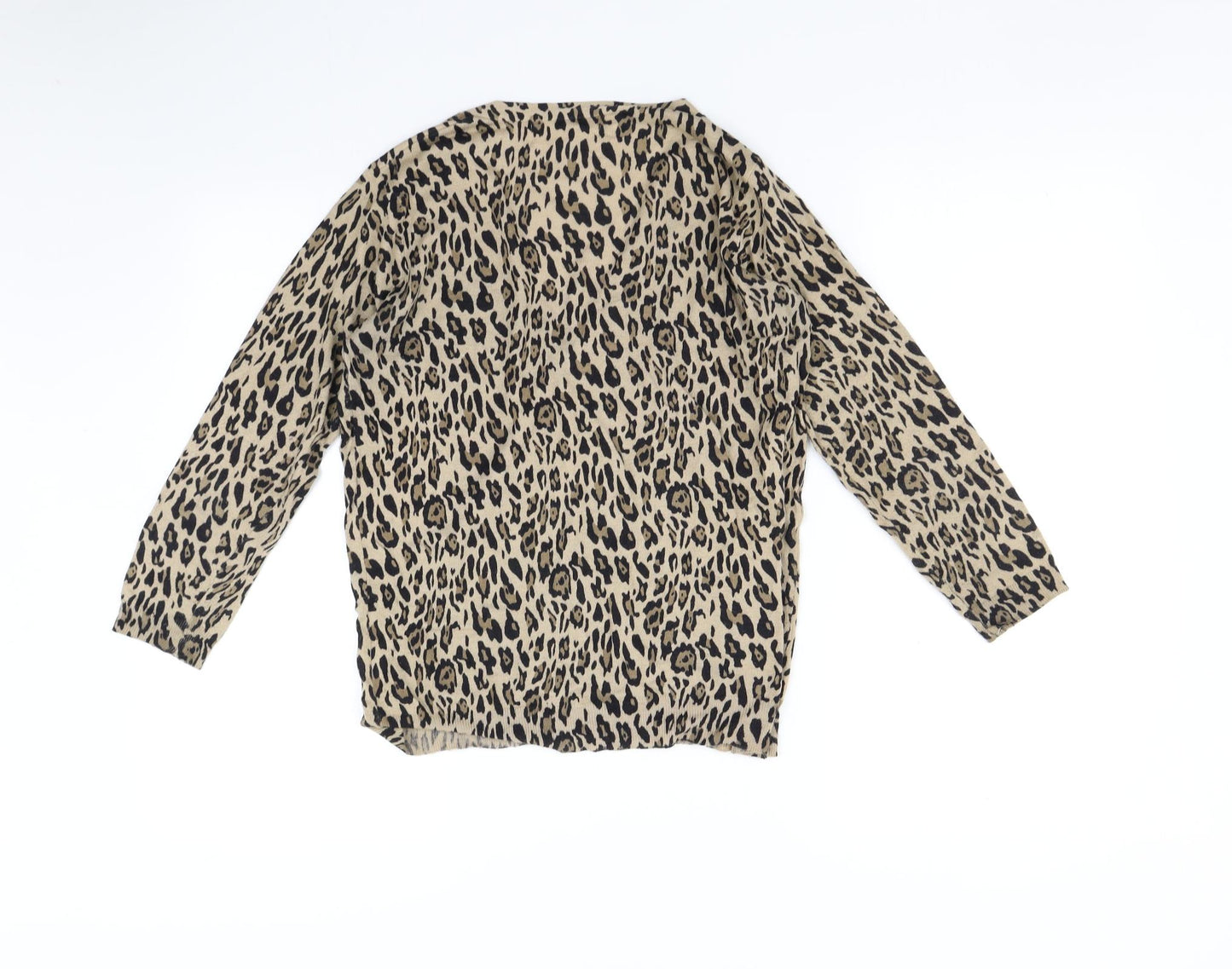 Zara Womens Brown Animal Print  Cardigan Jumper Size M