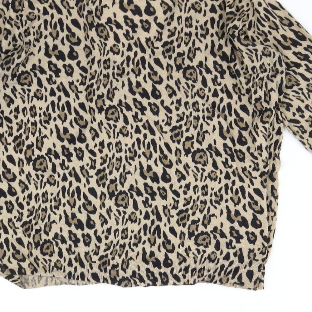 Zara Womens Brown Animal Print  Cardigan Jumper Size M