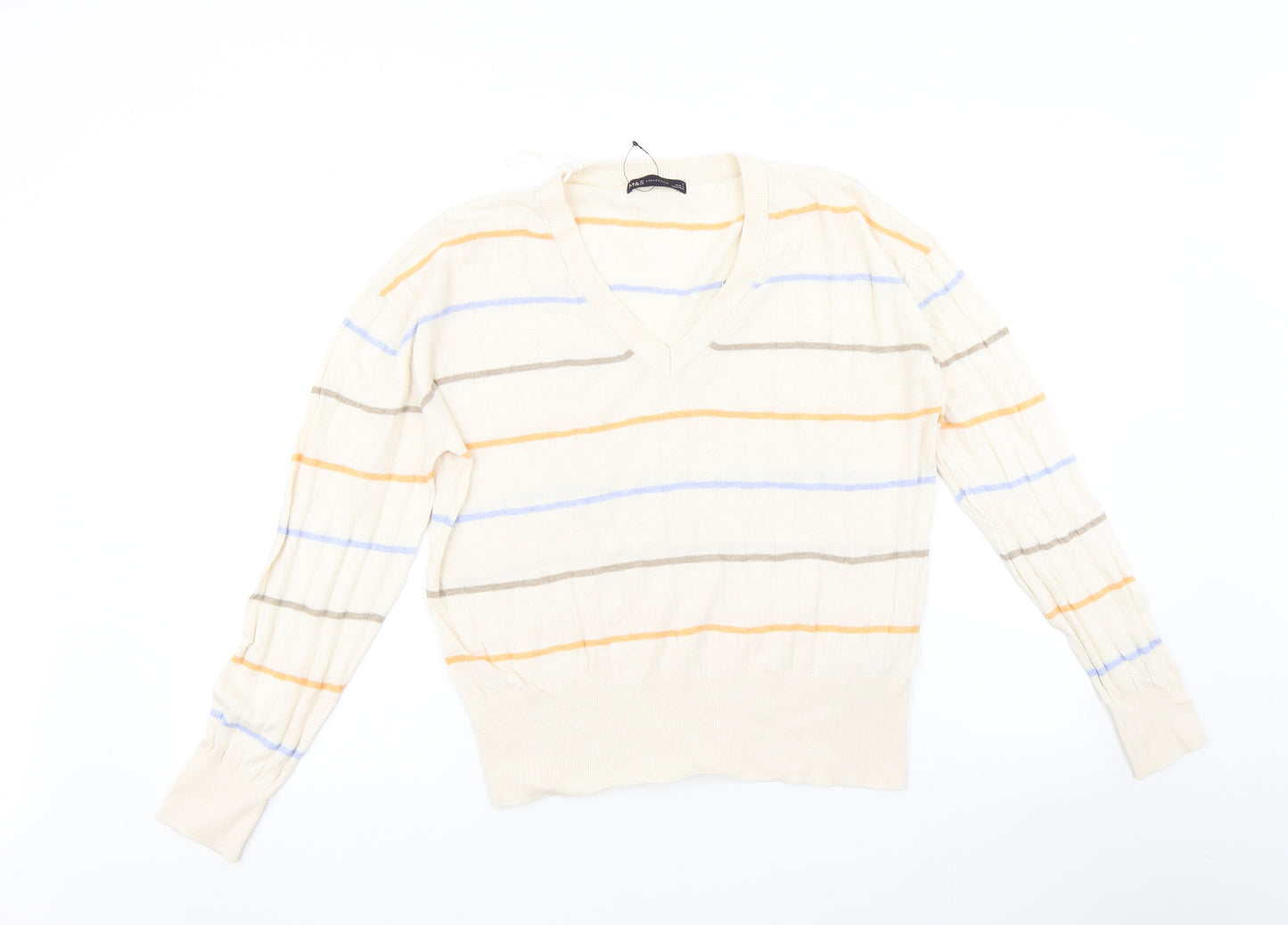 Marks and Spencer Womens Beige Striped  Pullover Jumper Size L