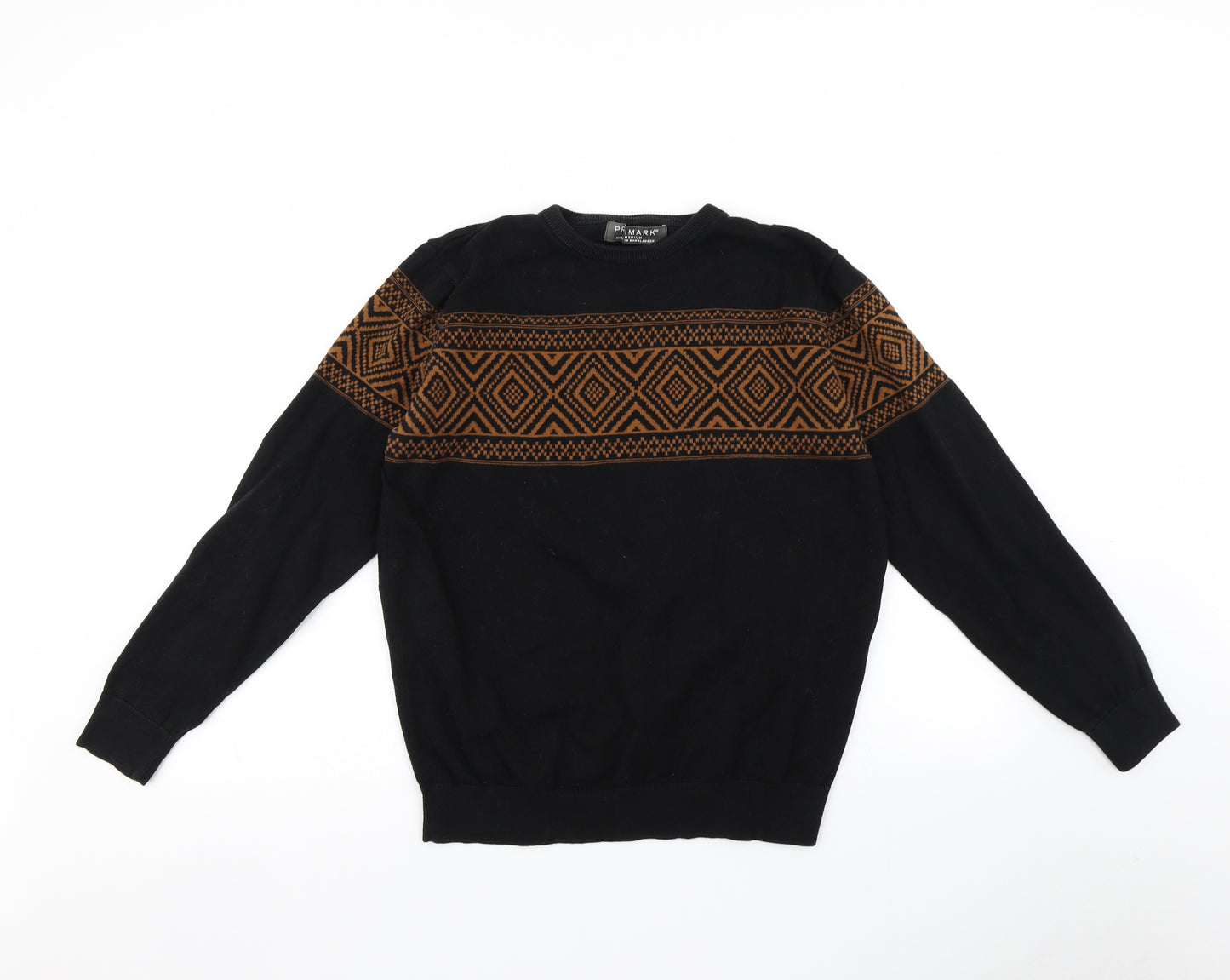 Primark Mens Black Argyle/Diamond  Pullover Jumper Size M