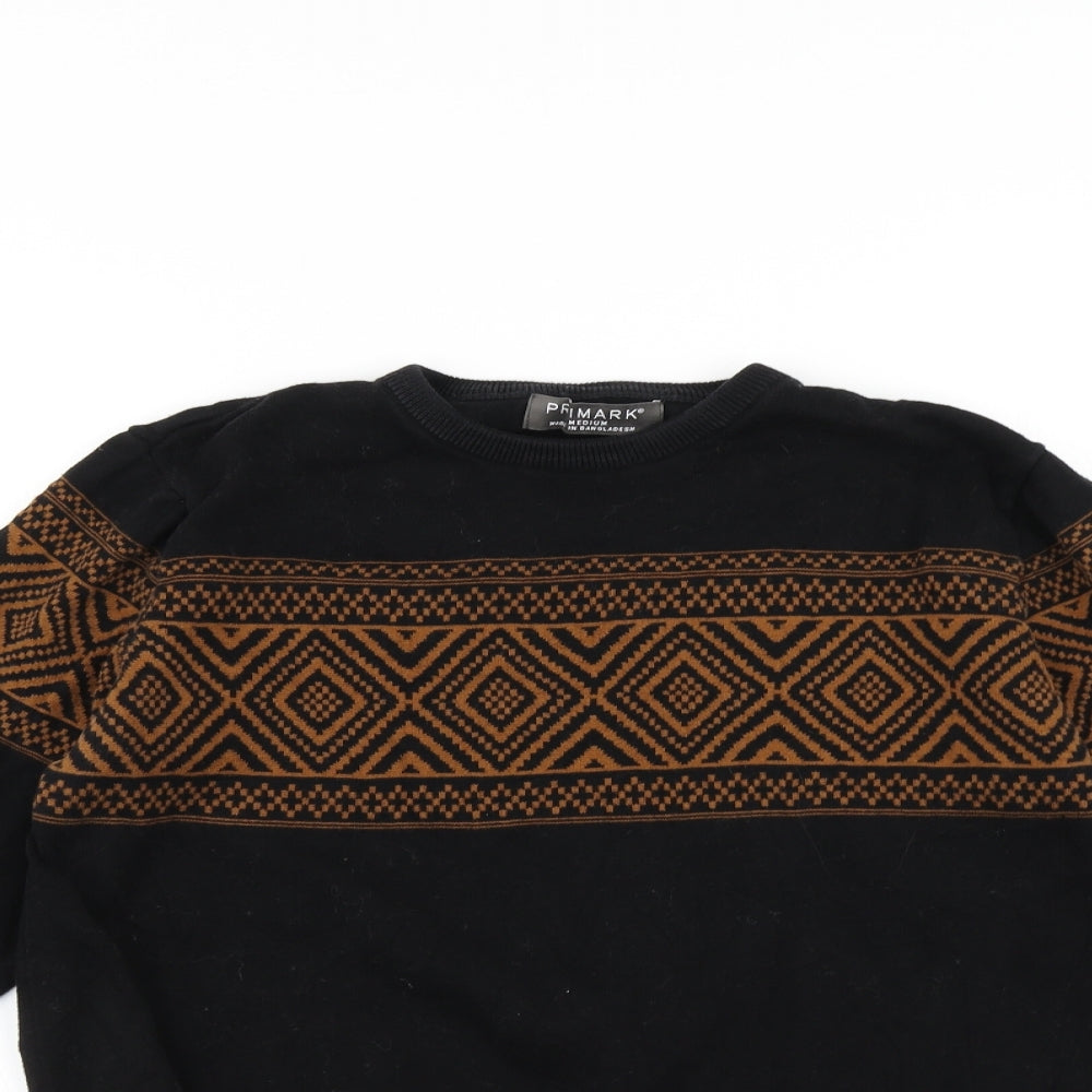 Primark Mens Black Argyle/Diamond  Pullover Jumper Size M