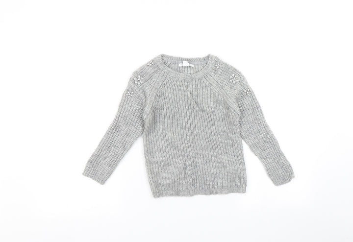 Primark Girls Grey   Pullover Jumper Size 7-8 Years