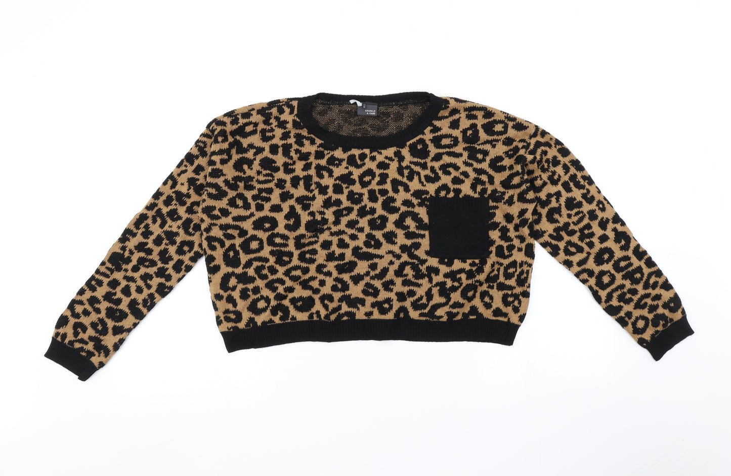 Sparkle and fade Womens Brown Animal Print  Pullover Jumper Size S