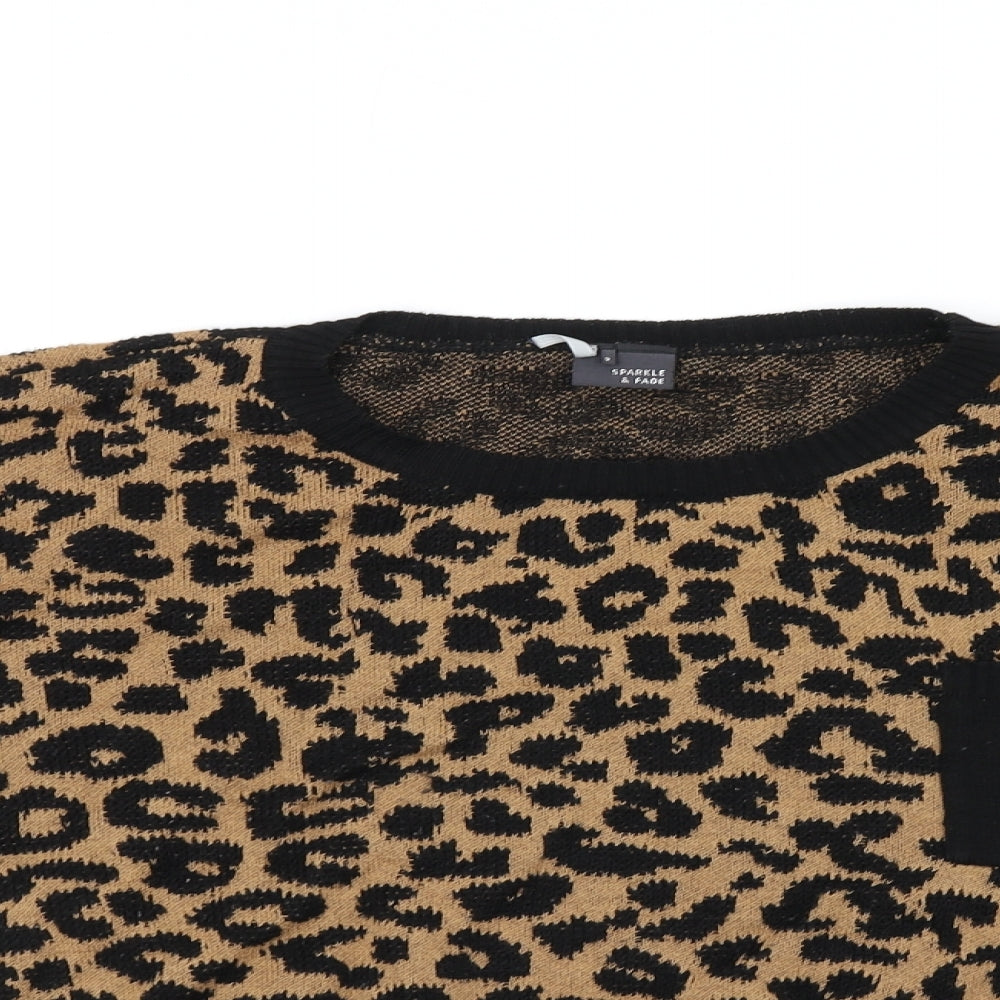Sparkle and fade Womens Brown Animal Print  Pullover Jumper Size S