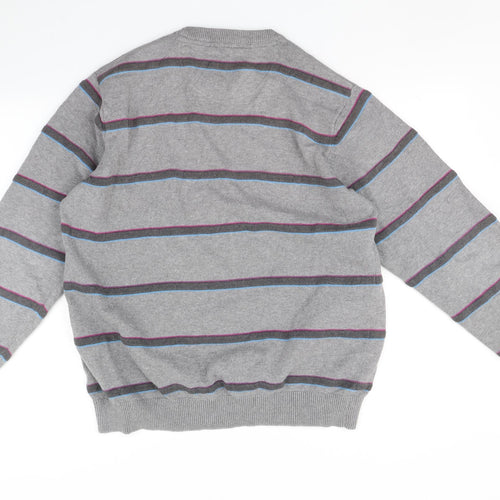 Atlantic Womens Grey Striped  Pullover Jumper Size M