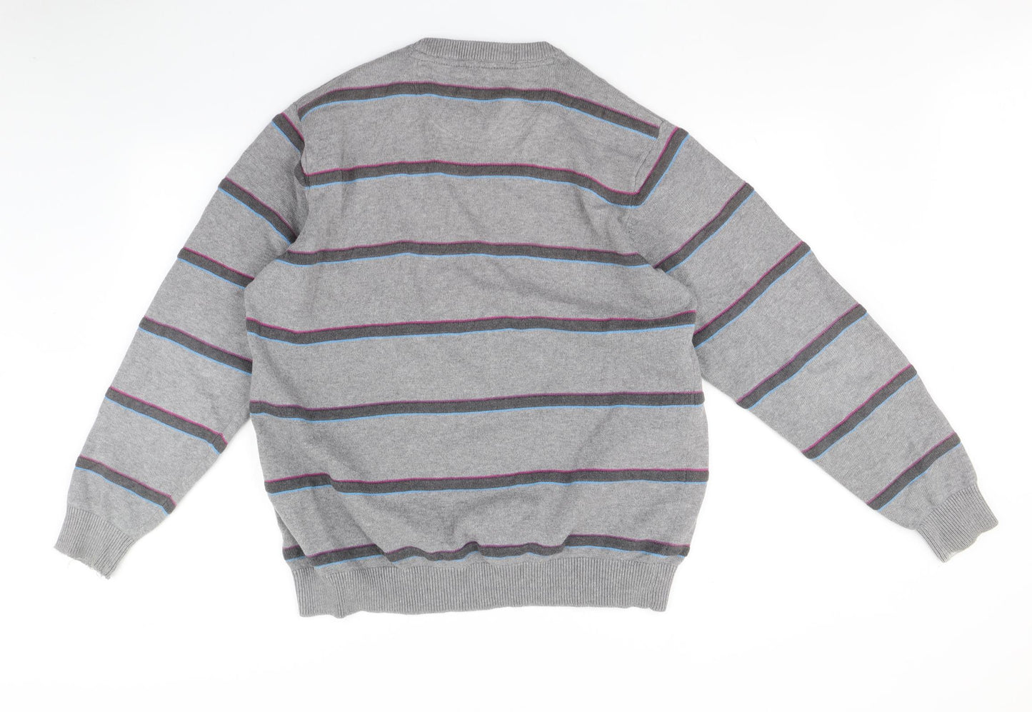 Atlantic Womens Grey Striped  Pullover Jumper Size M