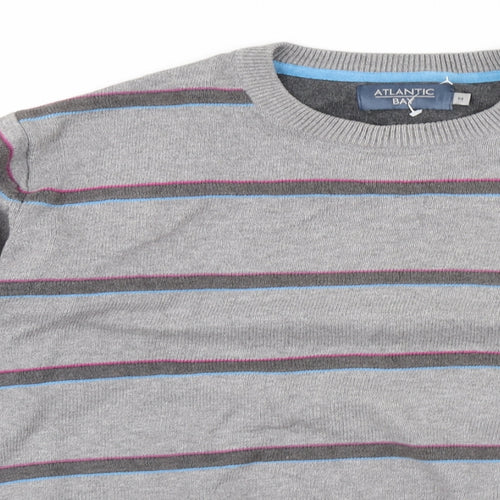 Atlantic Womens Grey Striped  Pullover Jumper Size M